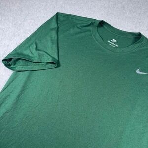 Nike Dri-FIT Activewear T-Shirt Mens XL Green Solid Short Sleeve Swoosh Logo